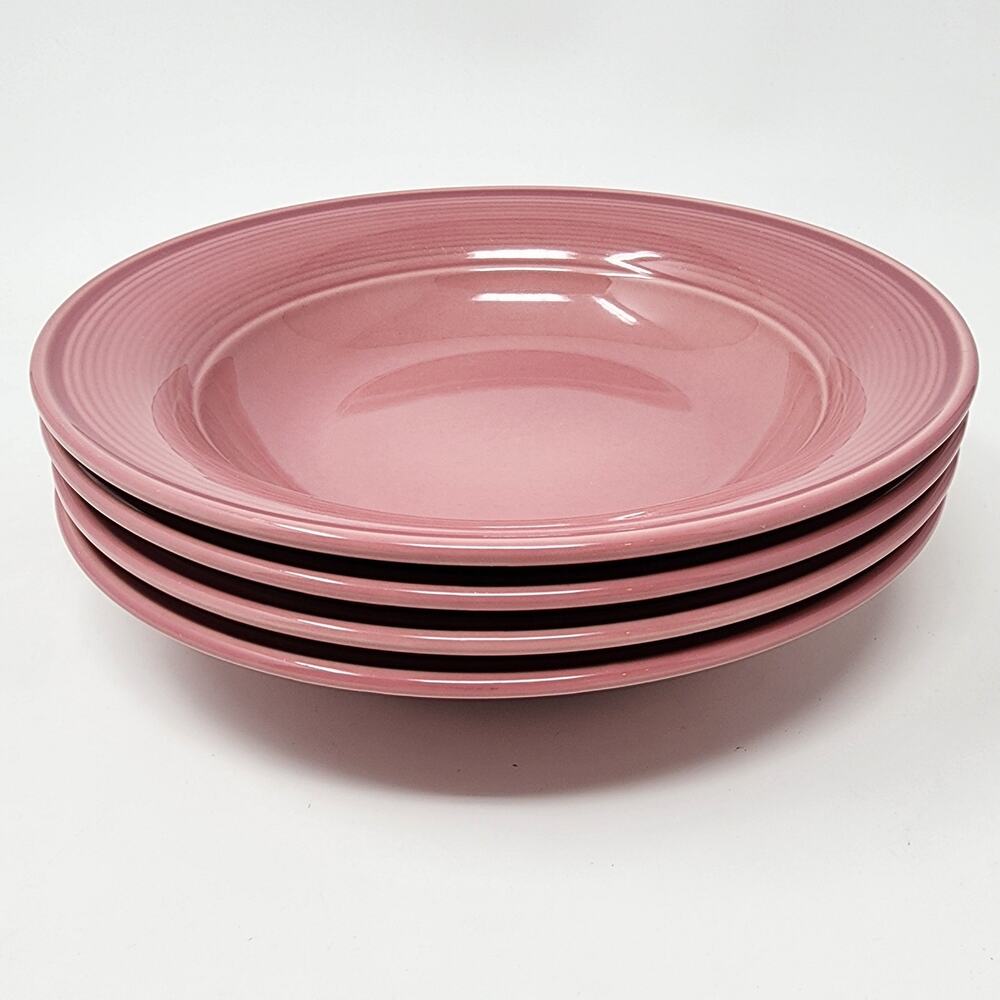 Nancy Calhoun Soup Bowls Set of 4 Solid Dark Rose Pink VTG Stoneware Japan EUC